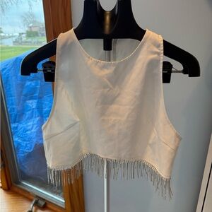 Elegant White Fringe Crop Top